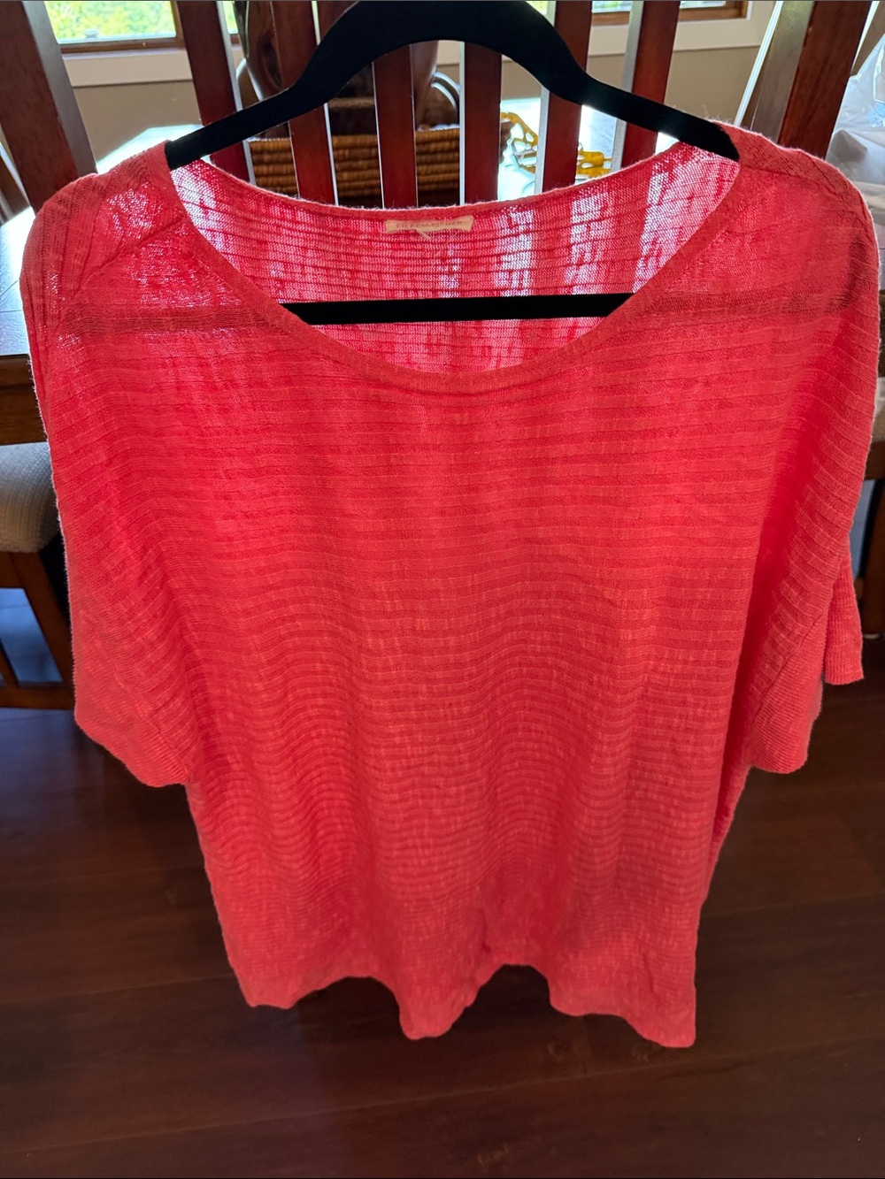 Eileen Fisher Coral-Pink Lightweight Knit Top